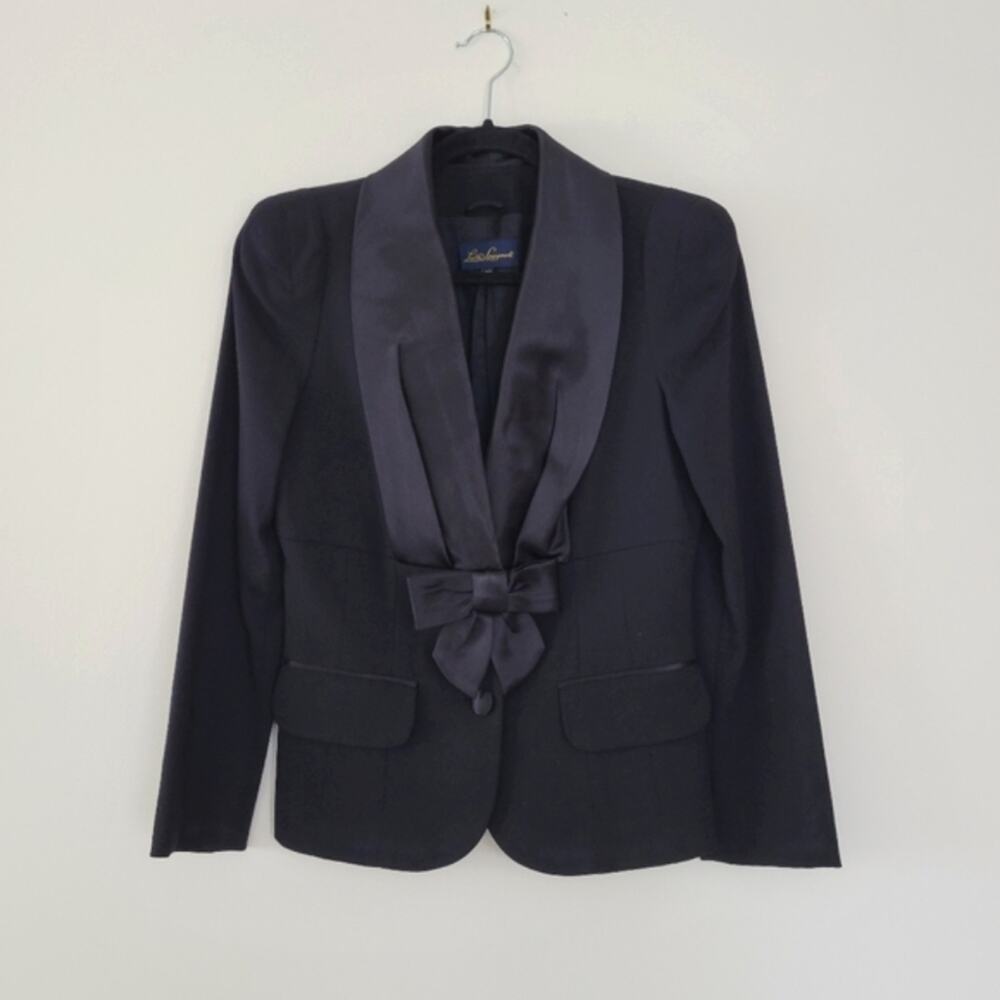 Luisa Spagnoli Women's Black Long Sleeve Front Button & Bow-belted Coat Size 42